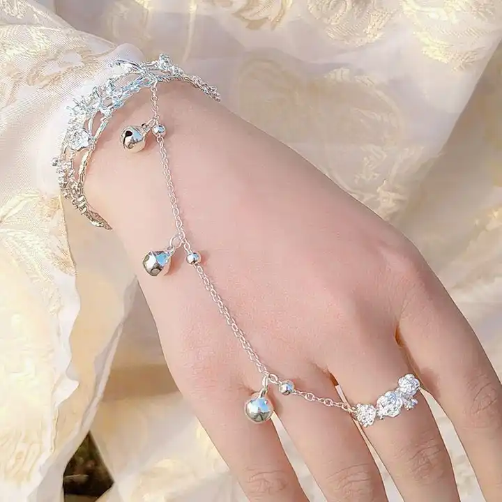 Chain Bracelet With Rings For Women Hollow Crystal Pearl Ring Connected  Finger Bracelets Hand Accessories Jewelry Lady Gifts - Bracelets -  AliExpress