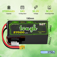 Легкая полутвердотельная батарея 14S 51.8V 27Ah 27000mAh 3C/5C 400Wh/Kg с длительным временем полета для промышленных и коммерческих дронов