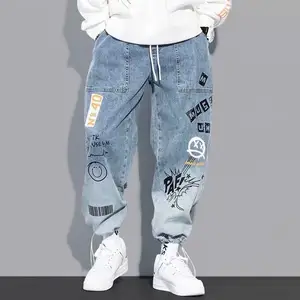 2023 New Design Jeans Hosen für Männer Gedruckte Casual Loose Denim Jeans Herren Großhandel Mode Cargo Jeans Herren