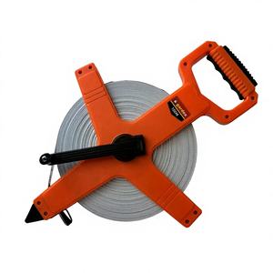 Pita Ukur Fiberglass 100M, Bingkai Genggam, Tahan Lama, Dapat Ditarik Ulang, Alat Pengukur Jarak Jauh dengan Bilah Baja Karbon - Product Image 1