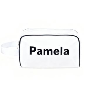 Wholesale Custom Logo Geometric Pattern Large Capacity Transparent PVC Makeup Bag with Zipper for Skincare for Travel - Product Image 3