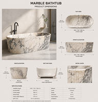 Baignoire de luxe en marbre naturel Calacatta Viola YUSHI, polie à la main, en pierre naturelle, pour intérieur de villa de luxe