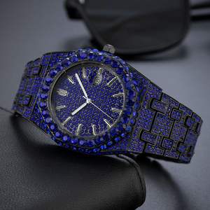 Best-selling watch Moissanite Diamond and blue diamonds hip hop night-lit pointer quartz men's watch iced Out Waterproof Watches - Product Image 3