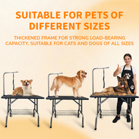 Table de toilettage pour animaux de compagnie en plaque et tube de fer, pliable, hauteur réglable, pour la coupe de poils de chien, le séchage par soufflage et l'utilisation à domicile