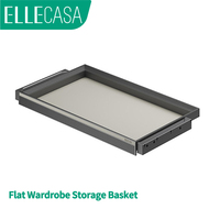 ELLECASA Panier de rangement plat en alliage d'aluminium pour armoire, à fixer sur porte, profil bas, organisateur amovible pour vêtements pliés et chemises