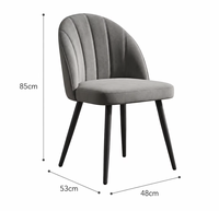 Chaise de salle à manger moderne en velours doux rembourrée avec coussin en éponge épaisse, pieds en métal noir pour cuisine, salon, restaurant, hôtel