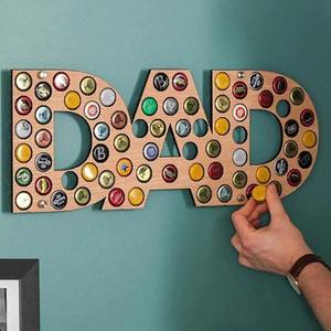 Regalo para el Día del Padre, Coleccionador de Tapas de Botellas de Cerveza de Madera Personalizado, Regalo Creativo, Personalizado en una Pieza, Suministros de Oficina Clásicos - Product Image 1
