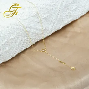 Toptan kişiselleştirilmiş gerçek parlak 18k altın takı zincir charm kolye dubai takı elegant18k altın kolye kadınlar