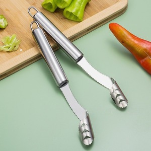 Stainless Steel Chili Pepper Core Remover 2 Pieces Kitchen Gadget For Bell Green Sichuan Pepper Seed Remover - Product Image 4