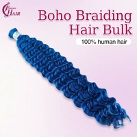 FH 100g dalam gelombang rambut manusia massal untuk mengepang warna biru tanpa anyaman mengepang rambut ekstensi