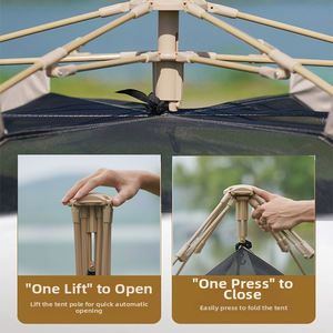 Tente de <span class=keywords><strong>camping</strong></span> hexagonale sphérique imperméable E-RIKE en Oxford, installation rapide, structure en fibre de verre, tente extérieure automatique avec auvent - Product Image 3