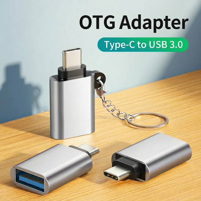 USB C USB 3.0 OTG Adapter Aluminum Alloy Mini Female Converter Keychain DC Output Laptop Mobile Phone Compatible Short Circuit