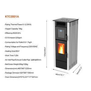 Poêle à granulés de biomasse en acier KTC0801A moderne avec contrôle Wi-Fi automatique et four, idéal pour la restauration, les hôtels et les villas – <span class=keywords><strong>Cheminée</strong></span> de cuisson au granulés - Product Image 3