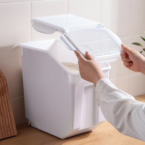 Rice Storage <b>Container</b> Flip Top White Rectangle Moisture Proof Household Use - Product Image 3