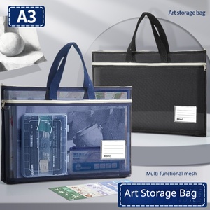 Sac à documents en maille avec fermeture éclair, poignée et poche pour étiquette, organiseur de dossiers imperméable pour le bureau, l'école, les voyages d'affaires - Product Image 2