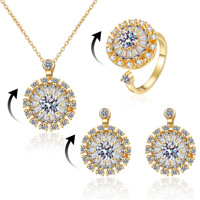 RFJEWEL 2026 Nouveau Collier Rotatif de Forme Ronde en Laiton Pur de Haute Qualité avec Zircon Cubique, Bijou Tendance pour Femme
