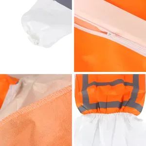 Одноразовый белый/оранжевый защитный комбинезон с отражающей лентой