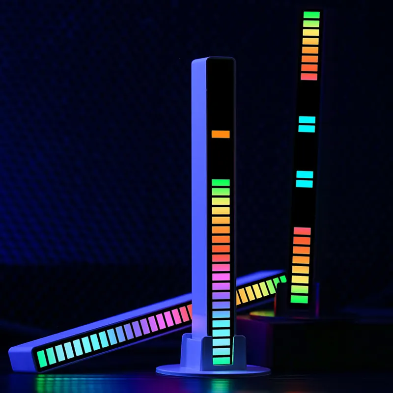 Barra de áudio ativada de 32 bits, barra de luz de controle colorida para captador de ritmo com voz ativada rgb, controle de música, barras de som e ritmo
