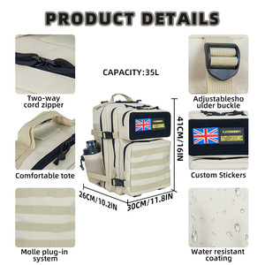 Mochila táctica de 35L para gimnasio, logotipo personalizado, 900D, poliéster, para viajes, entrenamiento, gimnasio, impermeable, mochila de lona con portavasos - Product Image 4