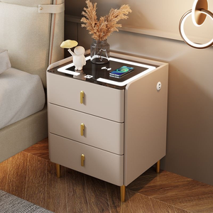 Mesita de Noche Inteligente Nórdica Moderna de Lujo con 3 Cajones Ajustables, Carga USB Inalámbrica, Construcción de Madera Duradera, Muebles para Dormitorio - Product Image 1
