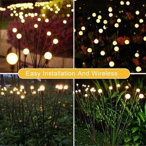 Outdoor Waterproof Solar LED Firefly Garden <b>Lights</b> with Swaying <b>Motion</b>-Warm White/Colorful for Christmas Father's Day Decoration - Product Image 4