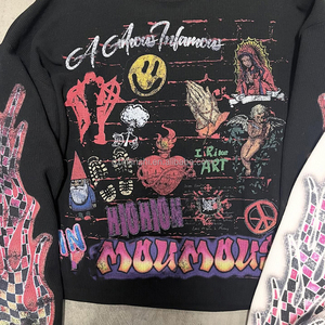 T-Shirt Termica Personalizzata a Maniche Lunghe da Uomo in Cotone Pesante con Grafica Oversize e Stampa Serigrafica DTG su Tessuto a Nido d'Ape - Product Image 4