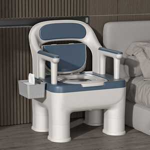 Chaise de toilette portable pour adultes et personnes âgées, toilettes d'intérieur avec couvercle à fermeture lente et patins antidérapants - Product Image 1