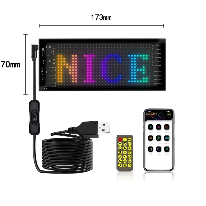 Panneau lumineux numérique flexible 5V App Control DIY Programmable Scrolling LED Sign for DIY Editor Colors led display