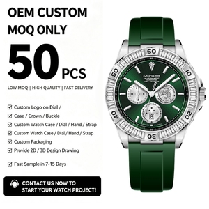 Montres mécaniques pour hommes avec bracelet en silicone vert de luxe, faible MOQ, mouvement automatique japonais 8217, montres personnalisées OEM. - Product Image 1