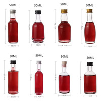 Bouteille en verre de style nordique de 50 ml pour vodka, whisky, gin, brandy, tequila, huile d'olive, avec bouchon à vis