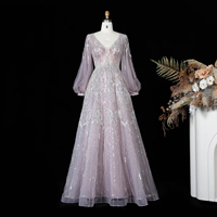 Robe de soirée formelle de luxe pour femme Lsz057, ornée de perles, manches longues bouffantes, paillettes scintillantes, robe de mariée, Jancember