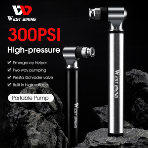 Pompe à vélo portable haute pression WEST BIKING, pompe à air manuelle pour vélo, gonfleur de ballon, mini pompe à vélo manuelle, patch pour pneu de vélo <span class=keywords><strong>VTT</strong></span> - Product Image 3