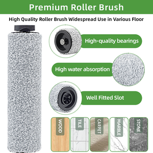Filtre à rouleaux de brosse réutilisable pour nettoyeurs vapeur <span class=keywords><strong>Tineco</strong></span> <span class=keywords><strong>Floor</strong></span> <span class=keywords><strong>One</strong></span> <span class=keywords><strong>S5</strong></span> IFLOOR 5, pièces de rechange, 2 rouleaux de brosse + 2 filtres - Product Image 5