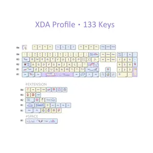 आरके कीबोर्ड के लिए 60% 61 84 कुंजी एक्सडीए चेरी प्रोफाइल कीकैप्स पीबीटी डबल शॉट डाई-सब थर्मल प्रिंटिंग कीकैप OEM ओडीएम आरजीबी कीबोर्ड