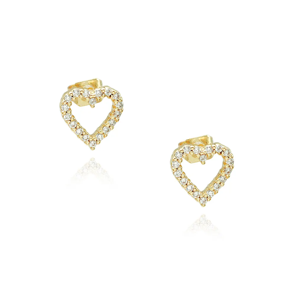 Korean Fashion Brass Earrings Jewelry Luxury Gold Hoop Heart Earings For Women 2022