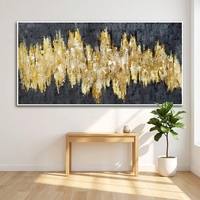 Peinture à l'huile 3D moderne à texture épaisse, peinte à la main, avec feuille d'or noir, abstraite, taille personnalisable, art mural sur toile, design sur mesure pour