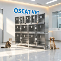 Cage d'élevage vétérinaire OSCAT 304 en acier inoxydable assemblée, équipement vétérinaire, 13 portes, pour clinique vétérinaire et hôpital animalier