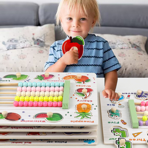 Jouets éducatifs Montessori pour enfants, garçons et filles : perles, abaque de comptage, puzzle à poignée, apprentissage de l'alphabet, association d'animaux - Product Image 2