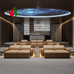 مقعد منزلي فاخر عصري من الجلد الأصلي للمسرح المنزلي والسينما سرير كرسي كهربائي بضوء ليد حامل كوب تبريد - Product Image 2
