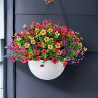 Panier suspendu blanc fleur artificielle Violet fausse fleur extérieur intérieur décoration murale jardinage panier suspendu plante suspendue