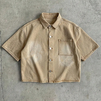 Fabricant OEM, t-shirts personnalisés pour hommes, streetwear, chemises en denim délavé, chemises boutonnées vintage de haute qualité