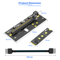 Câble d'extension PCI-E 4.0 16X Oculink SFF-8612/8611 M.2 NVME M-Key 2230-2280 PWR ATX 6PIN 6000MB/s pour ordinateur de bureau