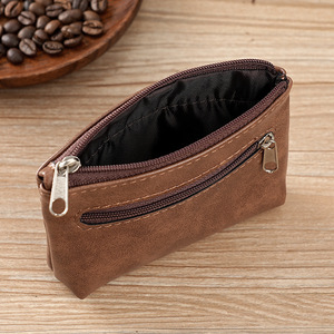 Vente directe usine – Porte-monnaie en cuir PU huilé pour homme et femme, petite pochette zippée, portefeuille vintage pour clés et cartes - Product Image 3