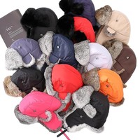Gorro de Piel de Conejo Auténtica para Hombre, con Orejeras de Cuero Genuino, Cálido, Resistente al Viento, Estilo Ushanka, para Clima Frío, Venta al Por Mayor