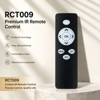 Télécommande IR 9 touches OEM ODM RCT009, alimentation 2 piles AAA, pour décodeur TV et projecteur, personnalisable, fournie par l'usine JCXK