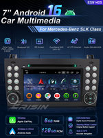 Lecteur DVD de voiture Erisin ES9140S 7 pouces Android 16 8 Go 128 Go pour Mercedes SLK R171 W171 avec CarPlay sans fil, DSP, 4G, GPS, radio