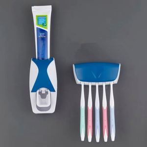 Automatic Toothpaste Dispenser and Wall Mounted Toothbrush Storage <b>Rack</b> Single Tier <b>Plastic</b> Bathroom Wall Shelves - Product Image 4