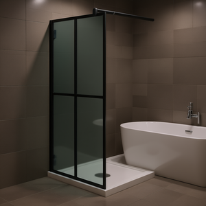 Paroi de douche en verre trempé foncé 35,4x76,8 pouces avec cadre coulissant, design minimaliste - Product Image 2