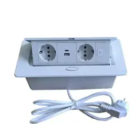 Muebles de fábrica, mesa de conferencia, escritorio abatible oculto, 2 tomas de corriente de la UE, 1 puerto de USB-A y 1 toma de corriente de puerto de USB-C con interruptor