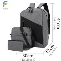 Tas Ransel Laptop Logo Kustom 15.6 Inci Port Pengisian Daya USB Bahan Oxford Tahan Air Tas Jinjing Notebook Tas Sekolah